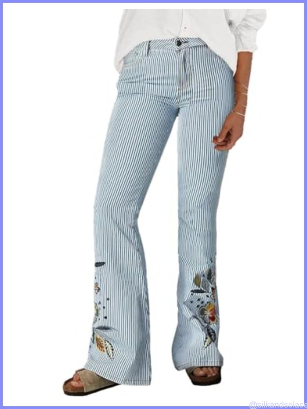 Women's Low Rise Stretch Denim Bootcut Jeans with Embroidery